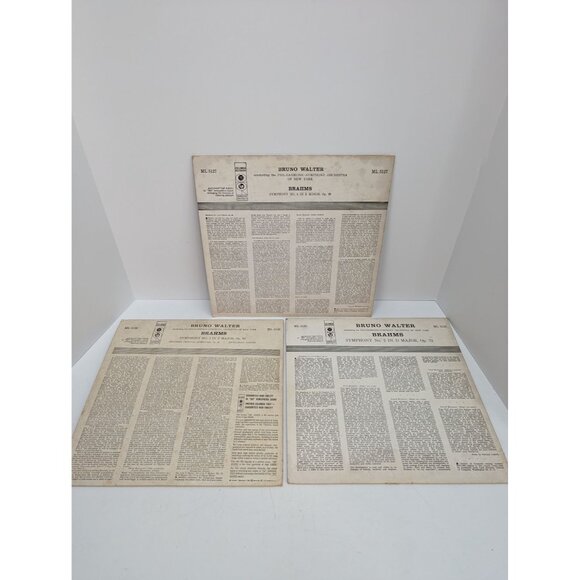 Bruno Walter Brahms Symphony No 4 Symphony No 3 Symphony No 2 Lot of 3 Albums - Picture 8 of 8